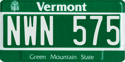 VT license plate NWN575