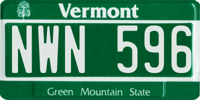 VT license plate NWN596