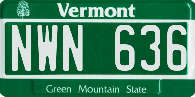 VT license plate NWN636