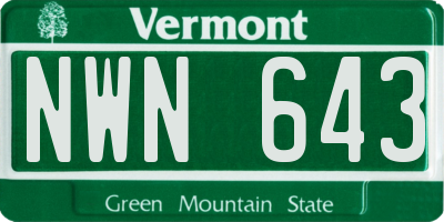 VT license plate NWN643