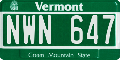 VT license plate NWN647