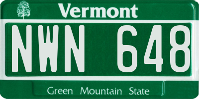 VT license plate NWN648