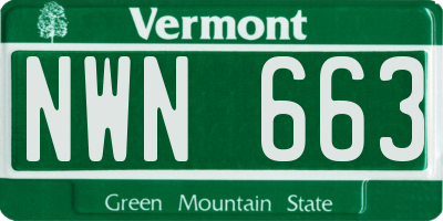 VT license plate NWN663