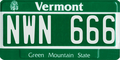 VT license plate NWN666