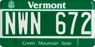 VT license plate NWN672