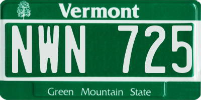 VT license plate NWN725