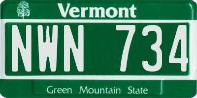 VT license plate NWN734