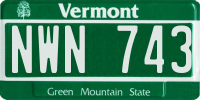 VT license plate NWN743