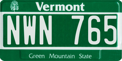 VT license plate NWN765