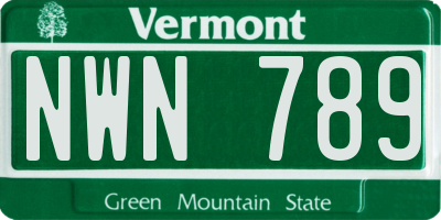 VT license plate NWN789