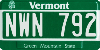 VT license plate NWN792