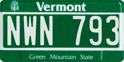 VT license plate NWN793