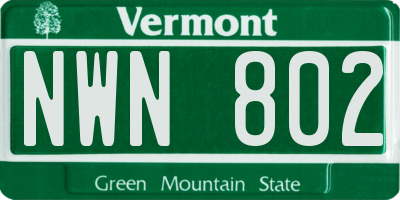 VT license plate NWN802