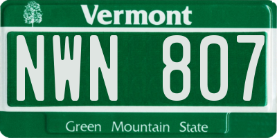 VT license plate NWN807