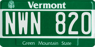 VT license plate NWN820
