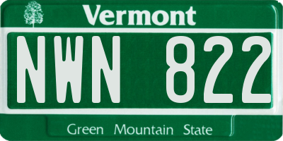 VT license plate NWN822