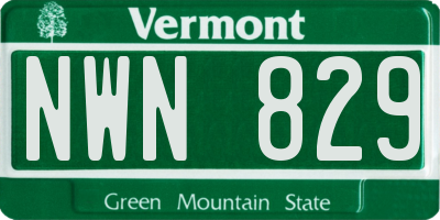 VT license plate NWN829