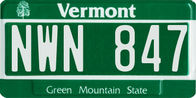 VT license plate NWN847