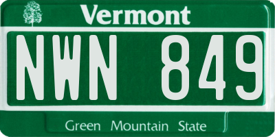 VT license plate NWN849