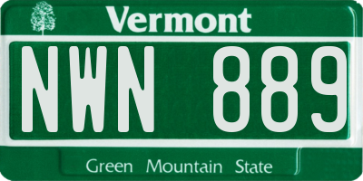 VT license plate NWN889