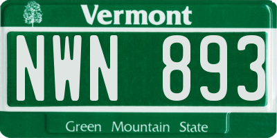 VT license plate NWN893