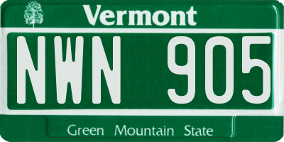 VT license plate NWN905