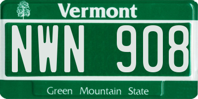 VT license plate NWN908