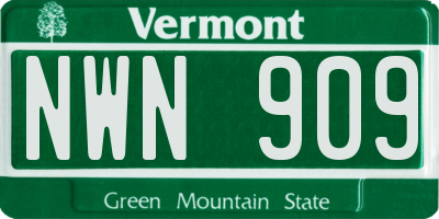 VT license plate NWN909