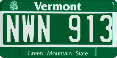 VT license plate NWN913