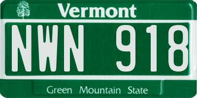 VT license plate NWN918