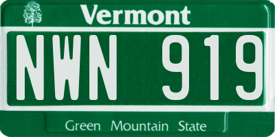 VT license plate NWN919