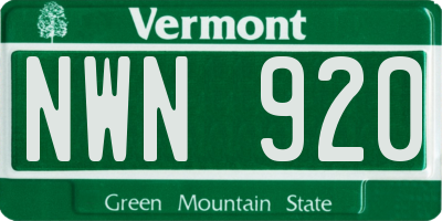 VT license plate NWN920