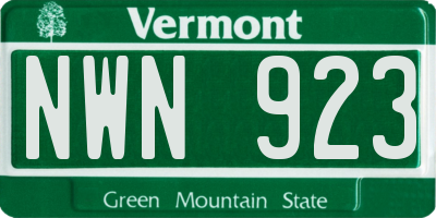 VT license plate NWN923