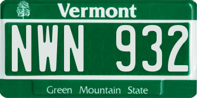 VT license plate NWN932