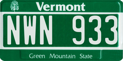 VT license plate NWN933
