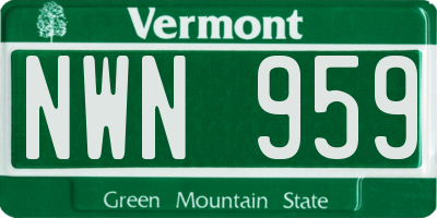 VT license plate NWN959