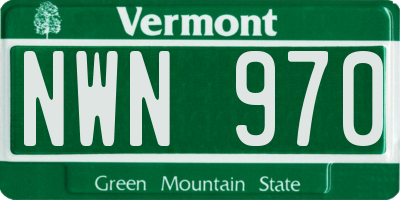VT license plate NWN970