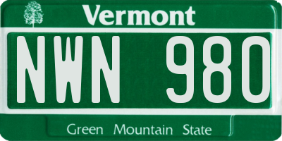 VT license plate NWN980