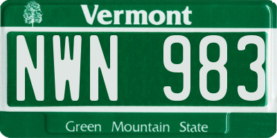 VT license plate NWN983