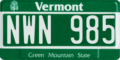 VT license plate NWN985