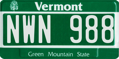 VT license plate NWN988