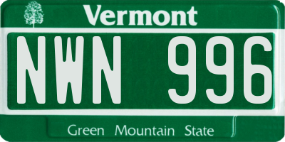 VT license plate NWN996