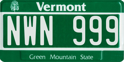 VT license plate NWN999