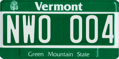 VT license plate NWO004