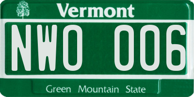 VT license plate NWO006