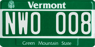 VT license plate NWO008