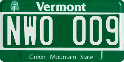 VT license plate NWO009