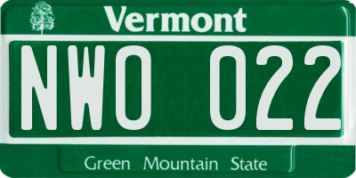 VT license plate NWO022
