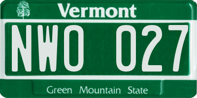 VT license plate NWO027