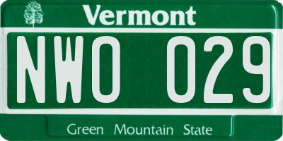VT license plate NWO029